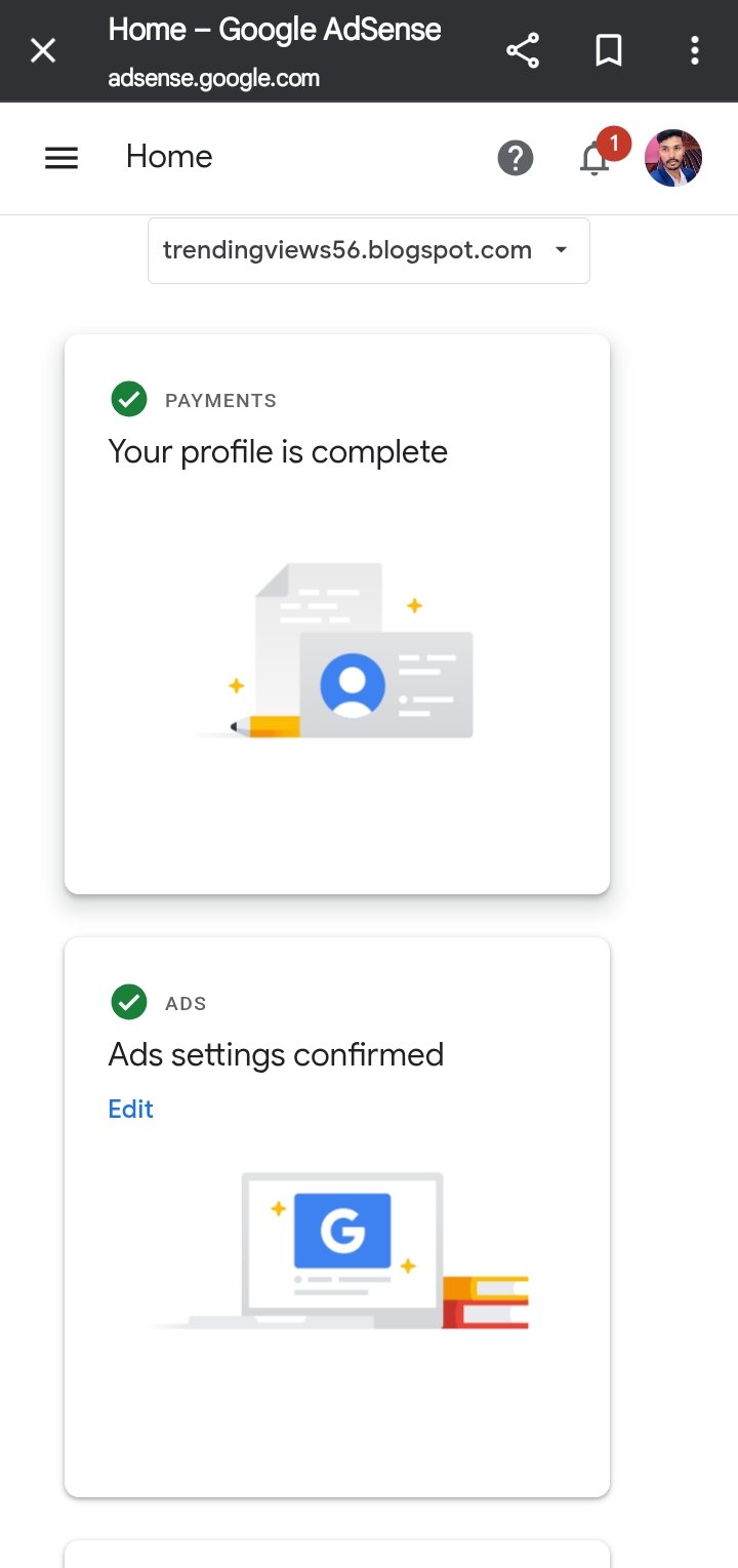 Google adsense approved website and green tick